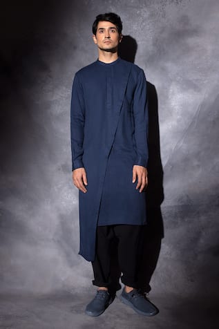 studio error Solid Cross Layer Draped Kurta 