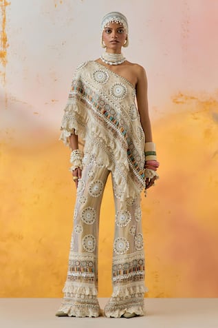 ASEEM KAPOOR Rasa Embroidered Top With Bootleg Trouser 