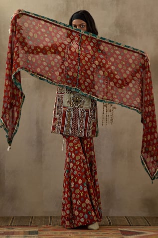 Aseem Kapoor Patti Mandala Butti Print Dupatta 