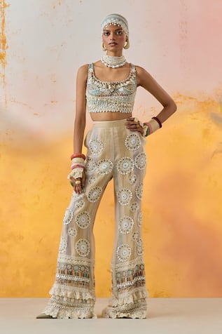 Aseem Kapoor Kalpa Resham Embroidered Blouse & Trouser Set 