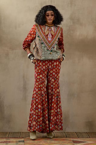 Aseem Kapoor Zahra Printed & Embroidered Sweatshirt Jacket 