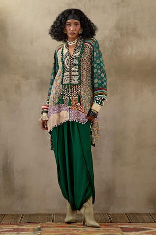 ASEEM KAPOOR Mitra Geometric Print Kurta & Draped Trouser Set 