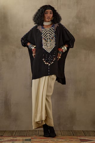 ASEEM KAPOOR Kuru Bead Yoke Embroidered Kurta & Draped Skirt Set 