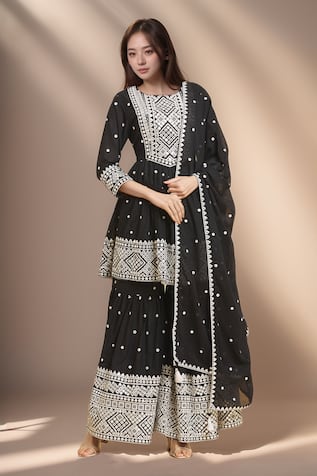 Khwaab by Sanjana Lakhani Mirror Embroidered Kurta Sharara Set 