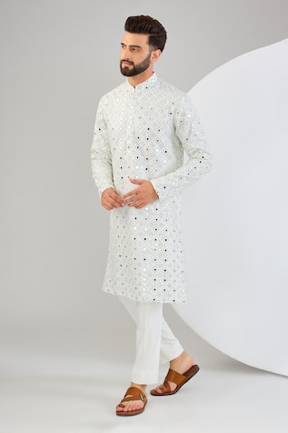 Mirror Embroidered Straight Kurta 