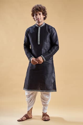 Straight Solid Kurta With Dhoti Pant 