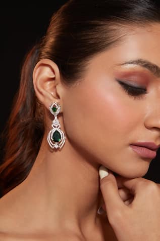 Geometric Embellished Dangler Earrings 