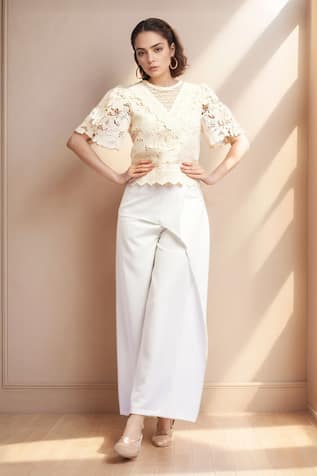 Agnes Orinda Lace Blouse for Women Plus Size Sheer Long
