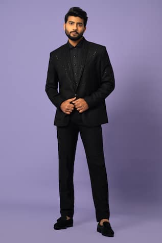 Yoseba Webwork Embroidered Blazer With Pant 