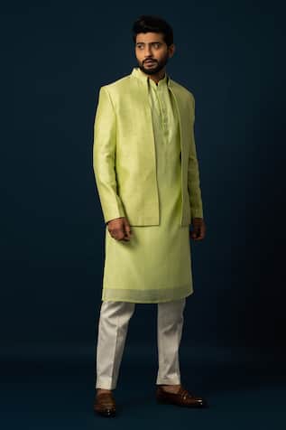 Cutdana Embroidered Jacket & Kurta Set For Kids