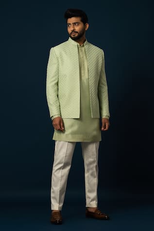 Yoseba Beads Embroidered Jacket With Kurta Set 