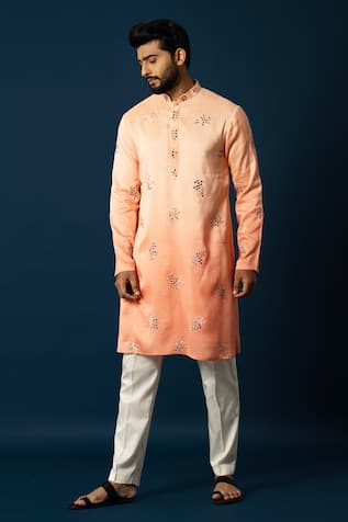 YOSEBA Embroidered Ombre Kurta With Pyjama 