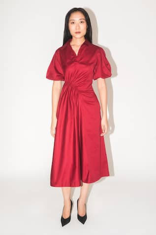 Leh Studios Ella Scrunch Gathered Side Dress 