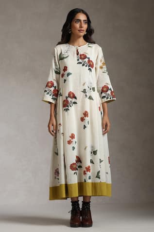 Raiman Botanical Folklore Print Midi Dress 