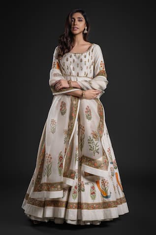 Rohit Bal Floral Bouquet Print Anarkali Churidar Set 