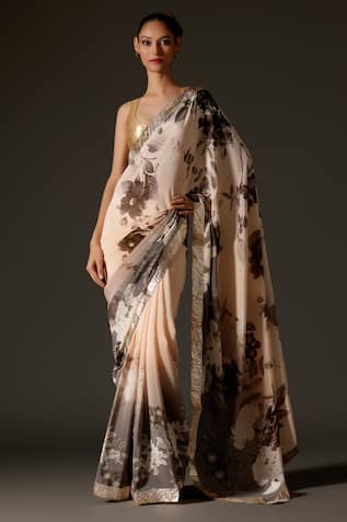 Rohit Bal Flower Blossom Print Saree & Unstitched Blouse Piece Set 