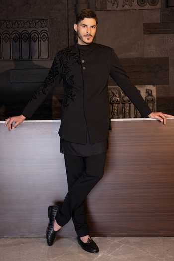 Amit Arora Textured Applique Sherwani Pant Set 
