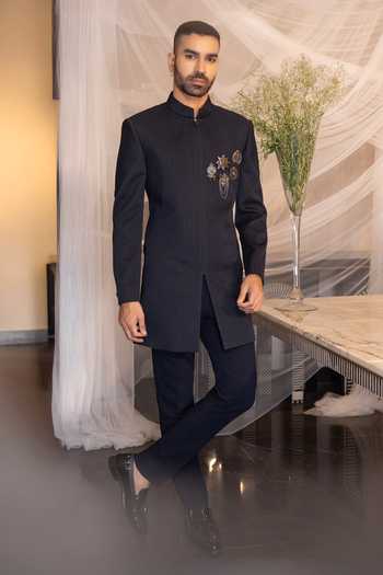 Amit Arora Herringbone Detailed Jacket & Pant Set 