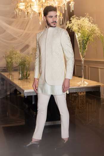 Amit Arora Floral Hand Embroidered Jacket With Kurta Set 