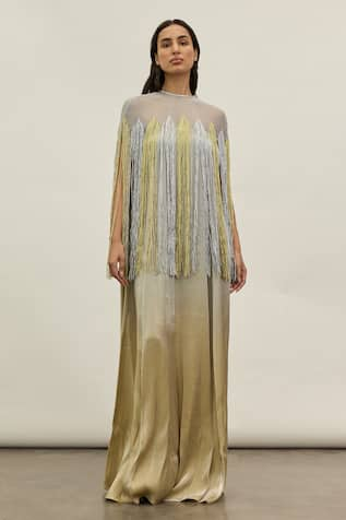 AKHL Metallic Yarn Fringe Kaftan 