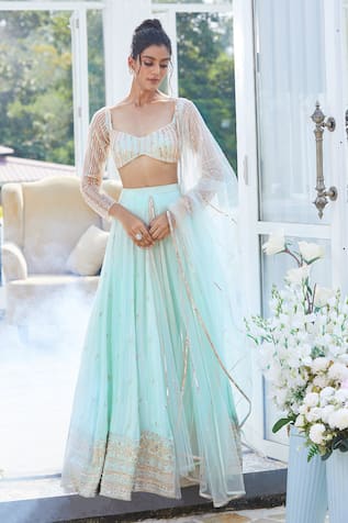 Masumi Mewawalla x AZA Floral Embroidered Lehenga Set 