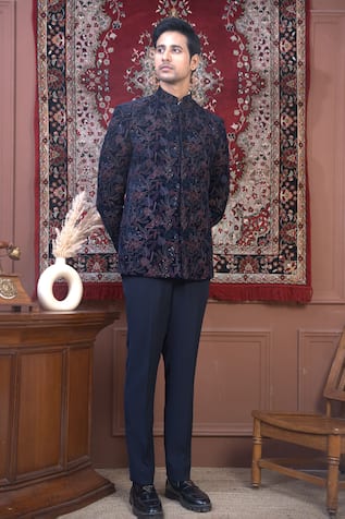 The House Of Diwans Floral Embroidered Bandhgala Set 