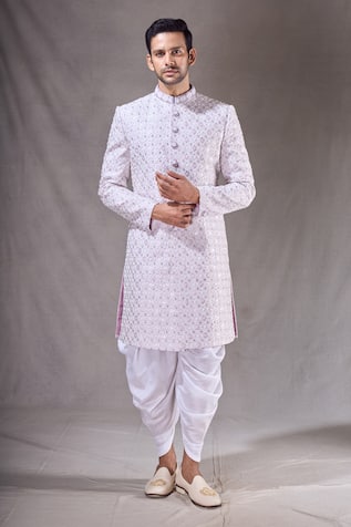 Aryavir Malhotra Trellis Embroidered Sherwani With Dhoti Pant 