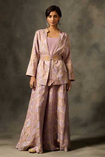 Saundh Bahar Hexagon Woven Jacket Sharara Set 