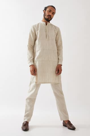 Son Of A Noble Snob Mateo Pintucked Texture Kurta With Trouser 