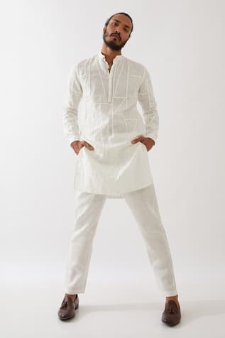 Son Of A Noble Snob Lebi Zig Zag Applique Kurta With Trouser 