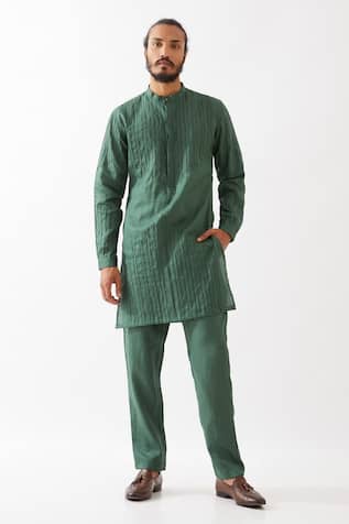 Son Of A Noble Snob Gabriel Pintuck & Stitchline Work Kurta With Trouser 