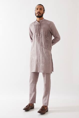 Son Of A Noble Snob Cooper Pleated Texture Panel Kurta With Trouser 