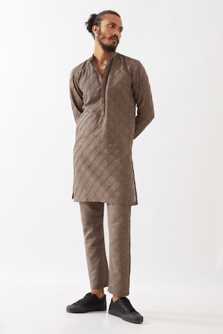 Son Of A Noble Snob Ryder Houndstooth Print Kurta With Trousers 