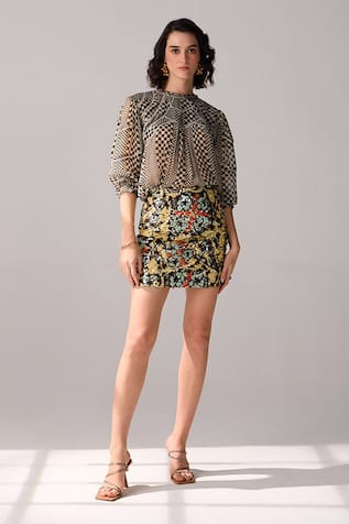 Verb by Pallavi Singhee Floral Print Mini Skirt 