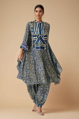 Bandhani Print Asymmetric Kurta 