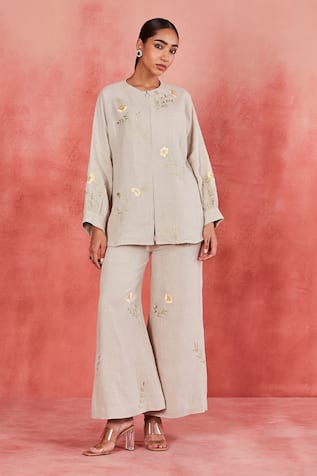 Sue Mue Dani Dori Embroidered Shirt & Pant Set 