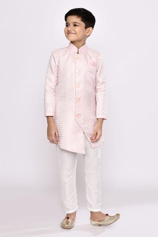 Sequin Embroidered Asymmetric Sherwani & Pyjama Set 