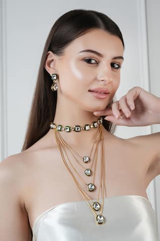 Kundan & Polki Embellished Necklace Set 