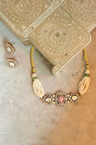 Stone Studded Pendant Choker Set 