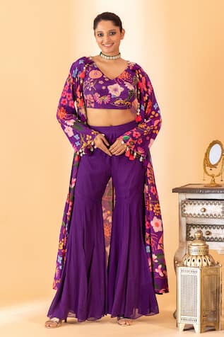 SSHILPA SAMRIYA Floral Print Jacket With Palazzo Set 