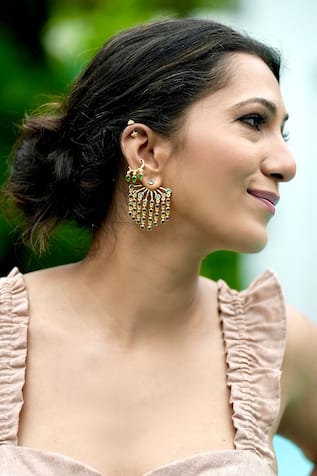 Bhindi Twisted Vine Leaflet Ear Cuffs 