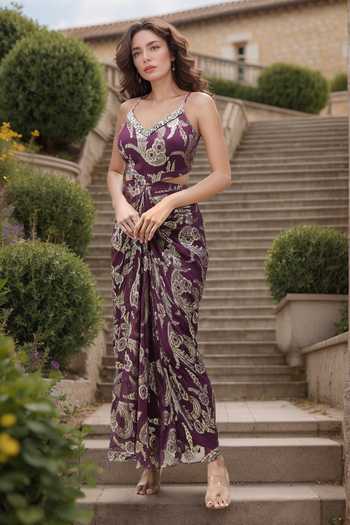 Naintara Bajaj Crystal Embellished Draped Dress 