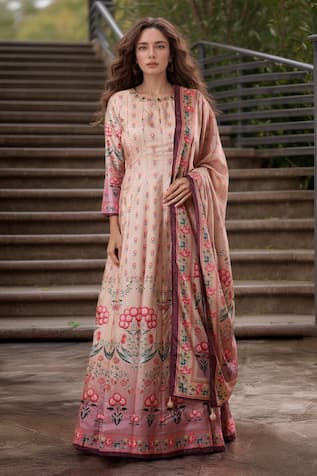 Samyukta Singhania Floral Pattern Anarkali With Dupatta 