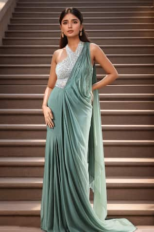 Samyukta Singhania Ombre Pre-Draped Mermaid Saree Set 