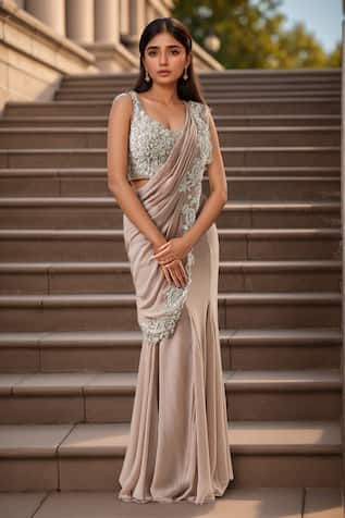 Samyukta Singhania Mermaid Pre-Draped Saree Set With Embellished Blouse 