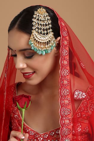 Ruby Raang Kundan Embellished Passa 