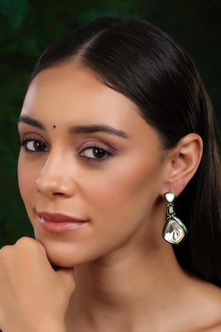 Ruby Raang Kundan & Meenakari Drop Earrings 