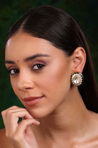 Ruby Raang Blossom Kundan & Meenakari Embellished Studs 