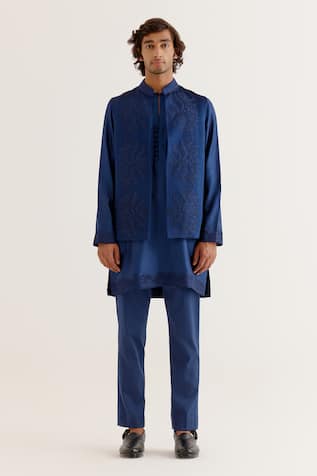 Devnaagri Geometric Dori Work Jacket & Kurta Set 
