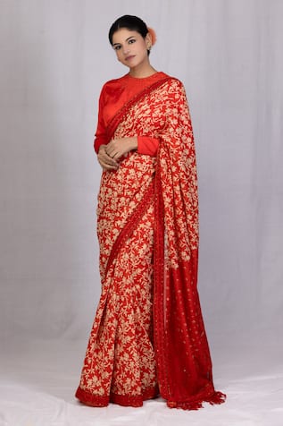 Monika Mathuria Datta Zoya Printed Embroidered Saree With Blouse 